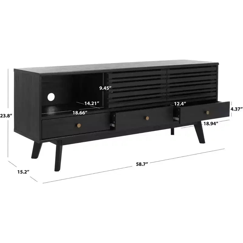 Nero / Bianco sbiancato / Nero invecchiato / Rovere / Noce – Mobile TV/multimediale a 3 cassetti e 1 ripiano, per TV fino a 65"