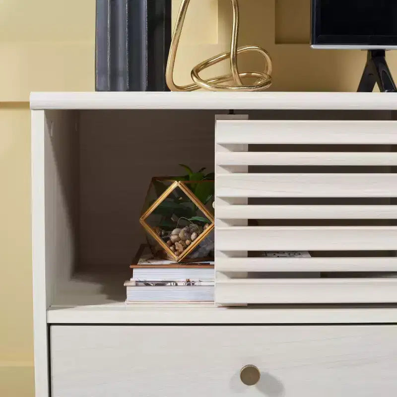 Nero / Bianco sbiancato / Nero invecchiato / Rovere / Noce – Mobile TV/multimediale a 3 cassetti e 1 ripiano, per TV fino a 65"