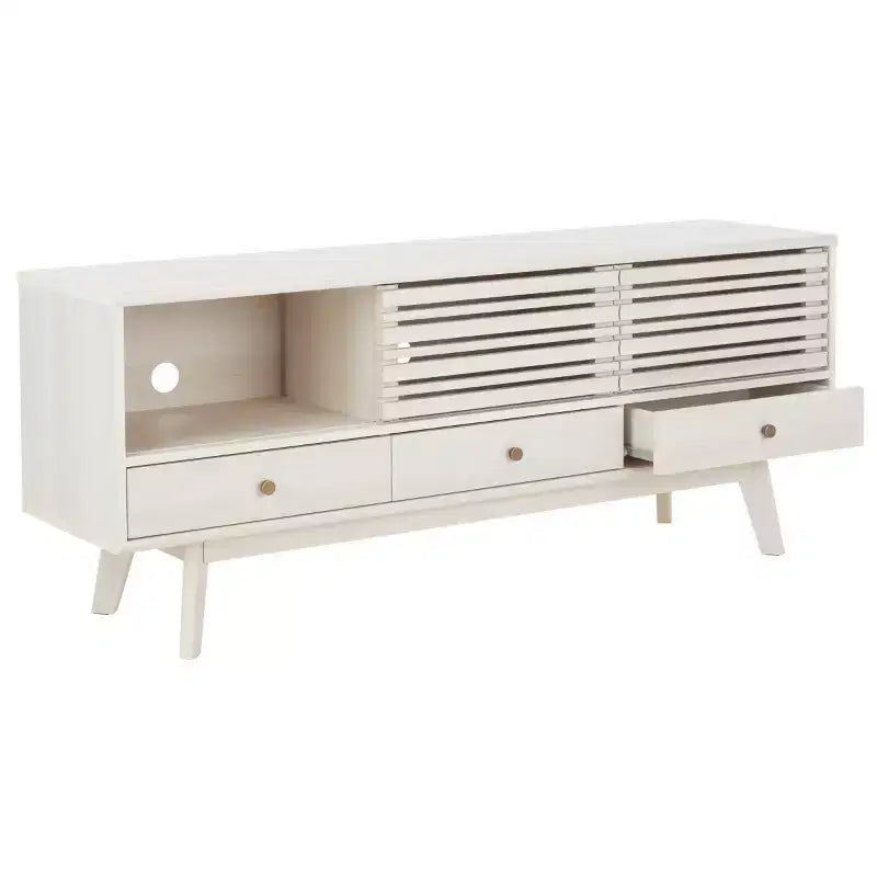 Nero / Bianco sbiancato / Nero invecchiato / Rovere / Noce – Mobile TV/multimediale a 3 cassetti e 1 ripiano, per TV fino a 65"