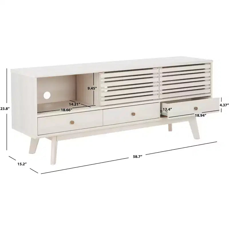 Nero / Bianco sbiancato / Nero invecchiato / Rovere / Noce – Mobile TV/multimediale a 3 cassetti e 1 ripiano, per TV fino a 65"