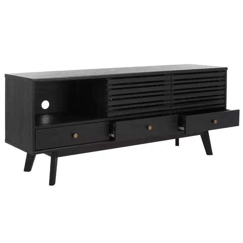 Nero / Bianco sbiancato / Nero invecchiato / Rovere / Noce – Mobile TV/multimediale a 3 cassetti e 1 ripiano, per TV fino a 65"