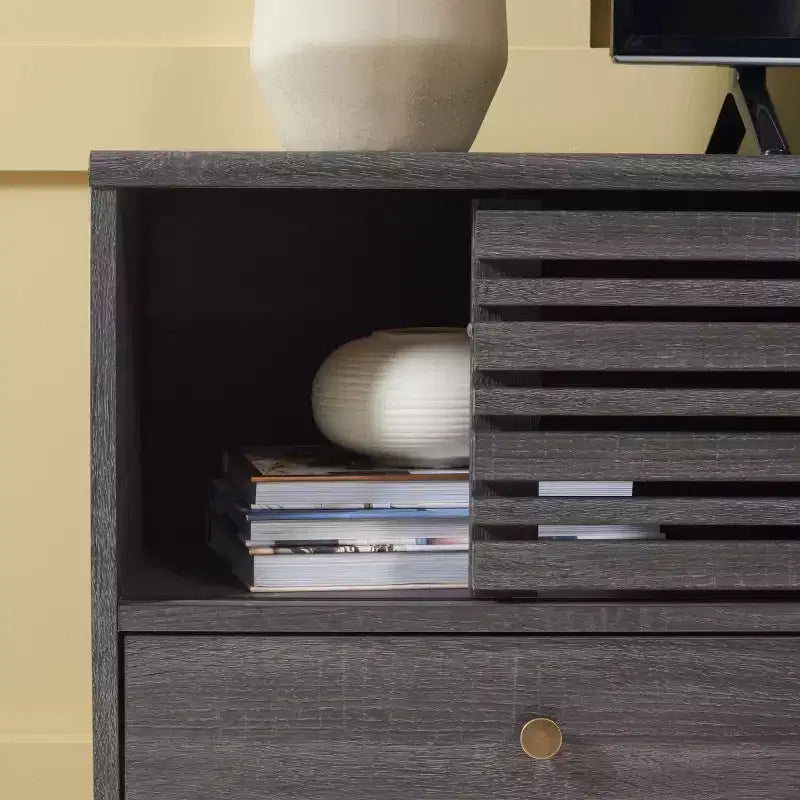 Nero / Bianco sbiancato / Nero invecchiato / Rovere / Noce – Mobile TV/multimediale a 3 cassetti e 1 ripiano, per TV fino a 65"