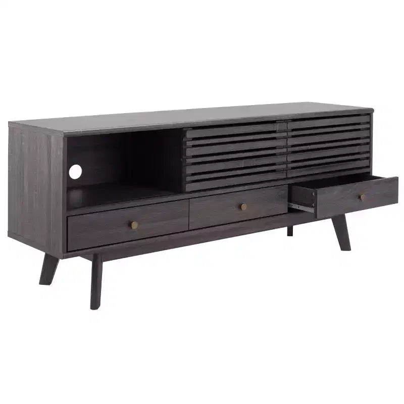 Nero / Bianco sbiancato / Nero invecchiato / Rovere / Noce – Mobile TV/multimediale a 3 cassetti e 1 ripiano, per TV fino a 65"