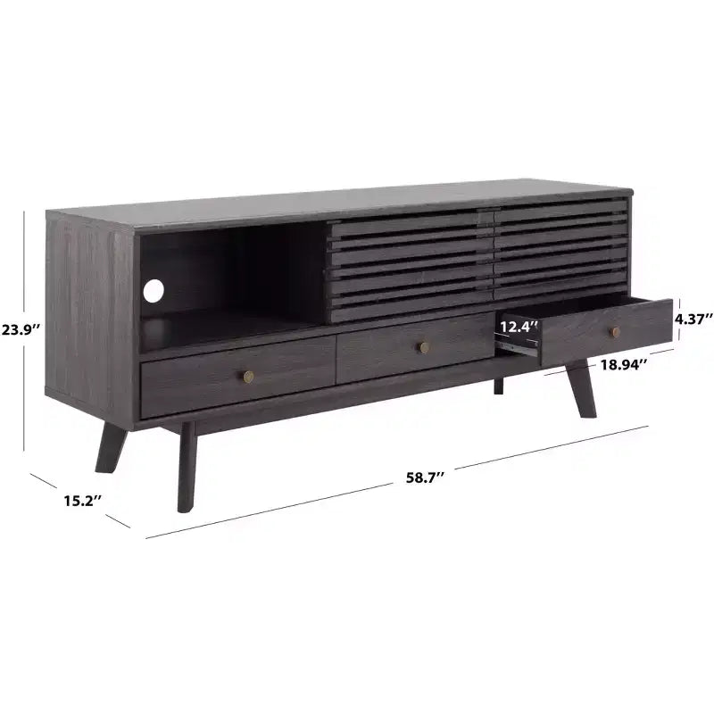 Nero / Bianco sbiancato / Nero invecchiato / Rovere / Noce – Mobile TV/multimediale a 3 cassetti e 1 ripiano, per TV fino a 65"