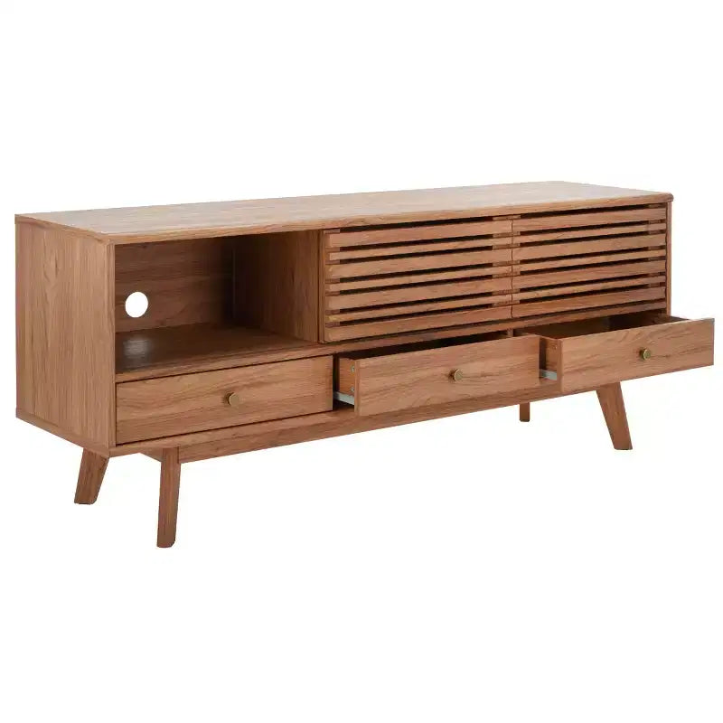 Nero / Bianco sbiancato / Nero invecchiato / Rovere / Noce – Mobile TV/multimediale a 3 cassetti e 1 ripiano, per TV fino a 65"