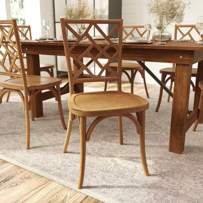 Sedie da pranzo impilabili in legno massello nere/noce pecan/bianche, set da 2