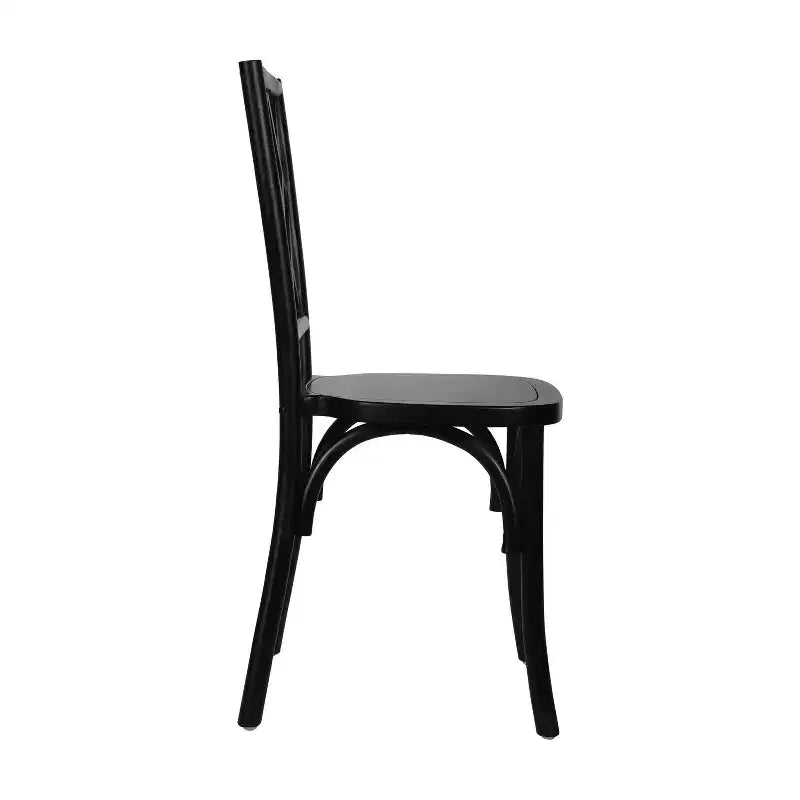 Sedie da pranzo impilabili in legno massello nere/noce pecan/bianche, set da 2