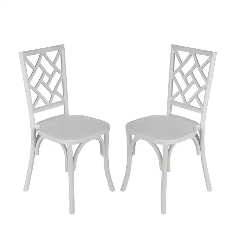 Sedie da pranzo impilabili in legno massello nere/noce pecan/bianche, set da 2