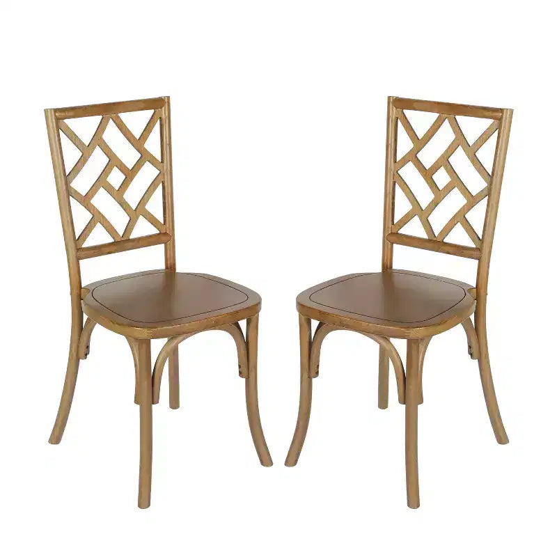 Sedie da pranzo impilabili in legno massello nere/noce pecan/bianche, set da 2