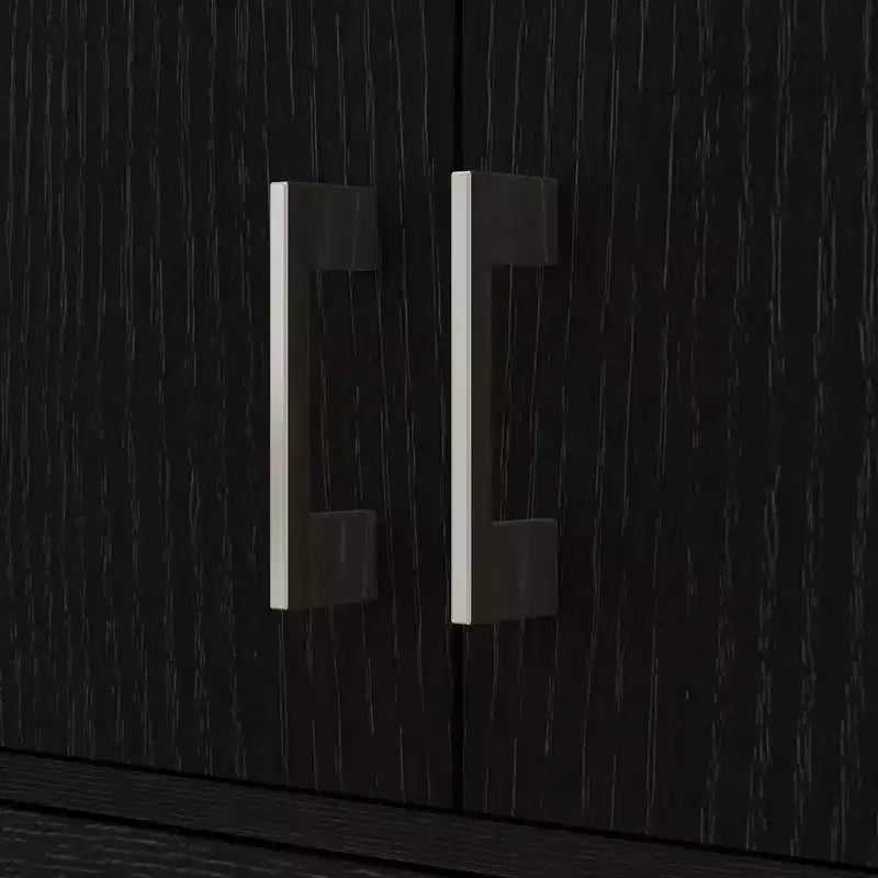 Dispensa da cucina indipendente in legno nero anticato, con 4 ante e cassetto, 1 persona